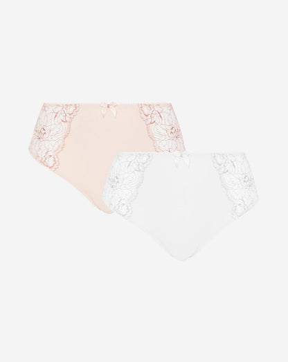  Pretty Secrets 2 Pack Ella Lace Briefs| Blush/White