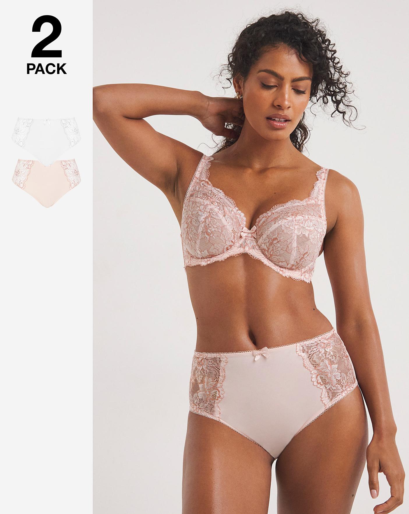  Pretty Secrets 2 Pack Ella Lace Briefs| Blush/White