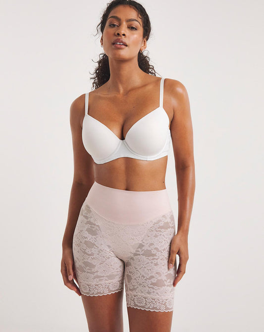  Maidenform Tame Your Tummy Firm Control Lace Shorts| SANDSHELL