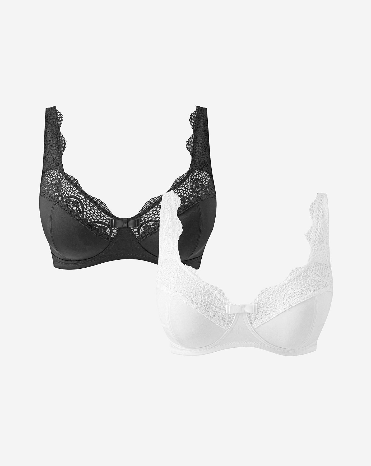  Pretty Secrets 2 Pack Lottie Lace Black/White Non Wired Bras| White/Black