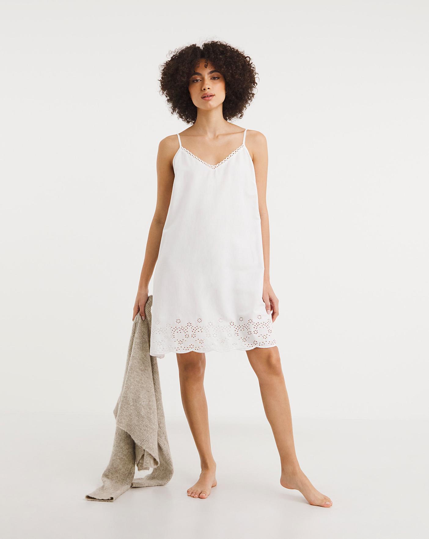  Cyberjammies Saskia Embroidered Strappy Chemise| White