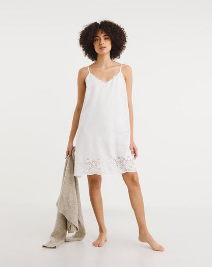  Cyberjammies Saskia Embroidered Strappy Chemise| White