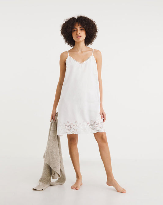  Cyberjammies Saskia Embroidered Strappy Chemise| White