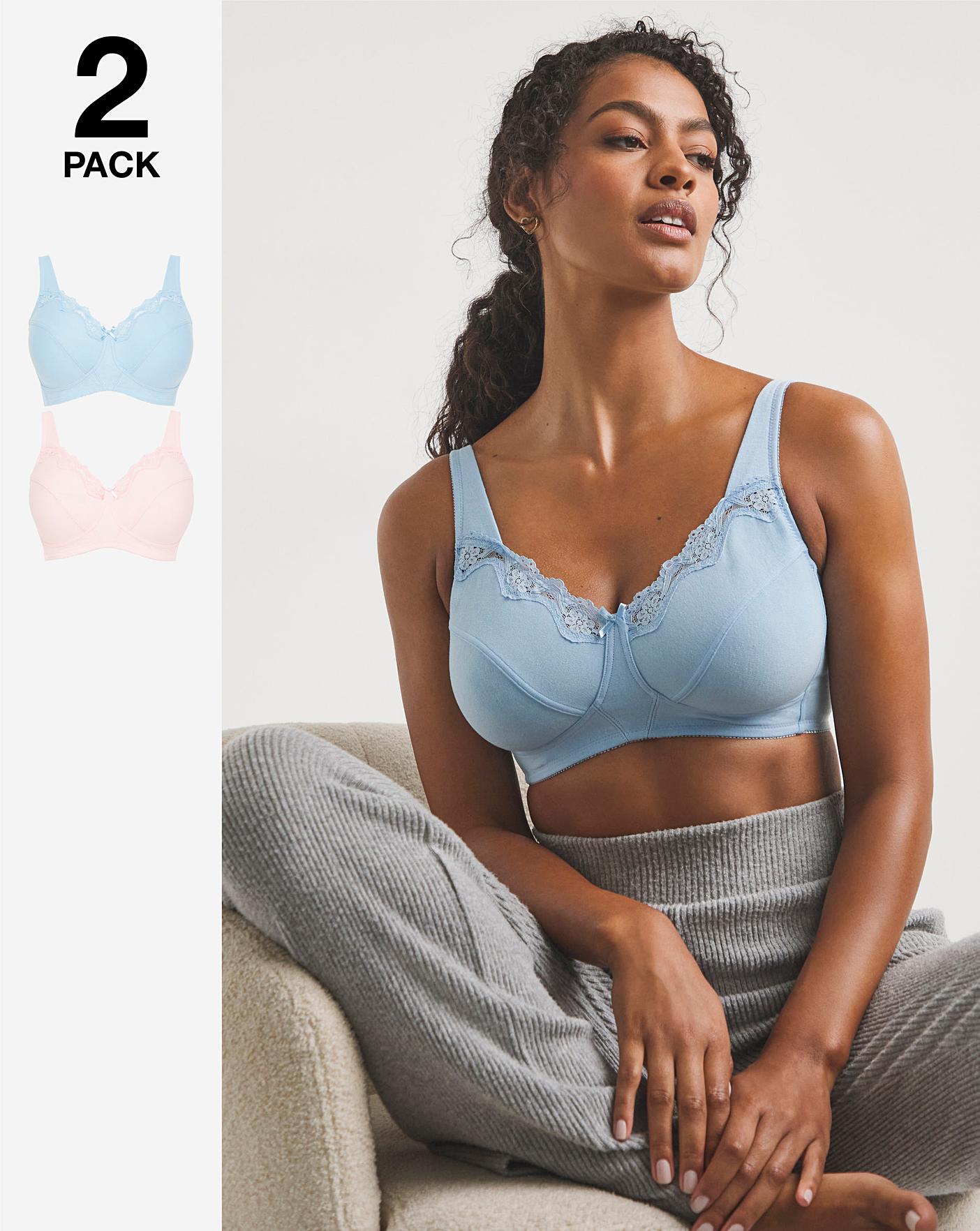  Pretty Secrets Sarah 2 Pack Full Cup Non Wired Bras| Lotus/Pale Blue