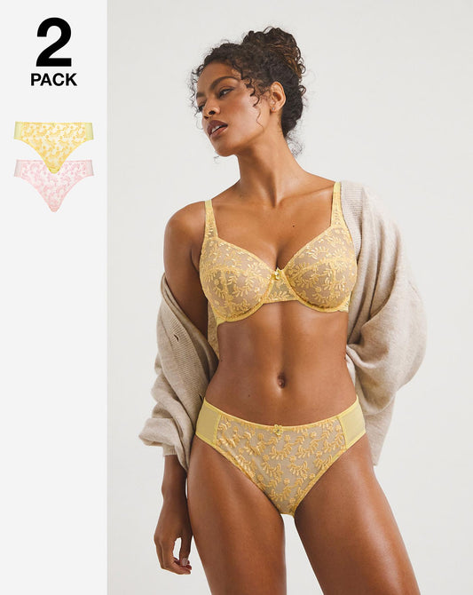  2 Pack Lesley Everyday Mid Brief| Lemon/Lotus