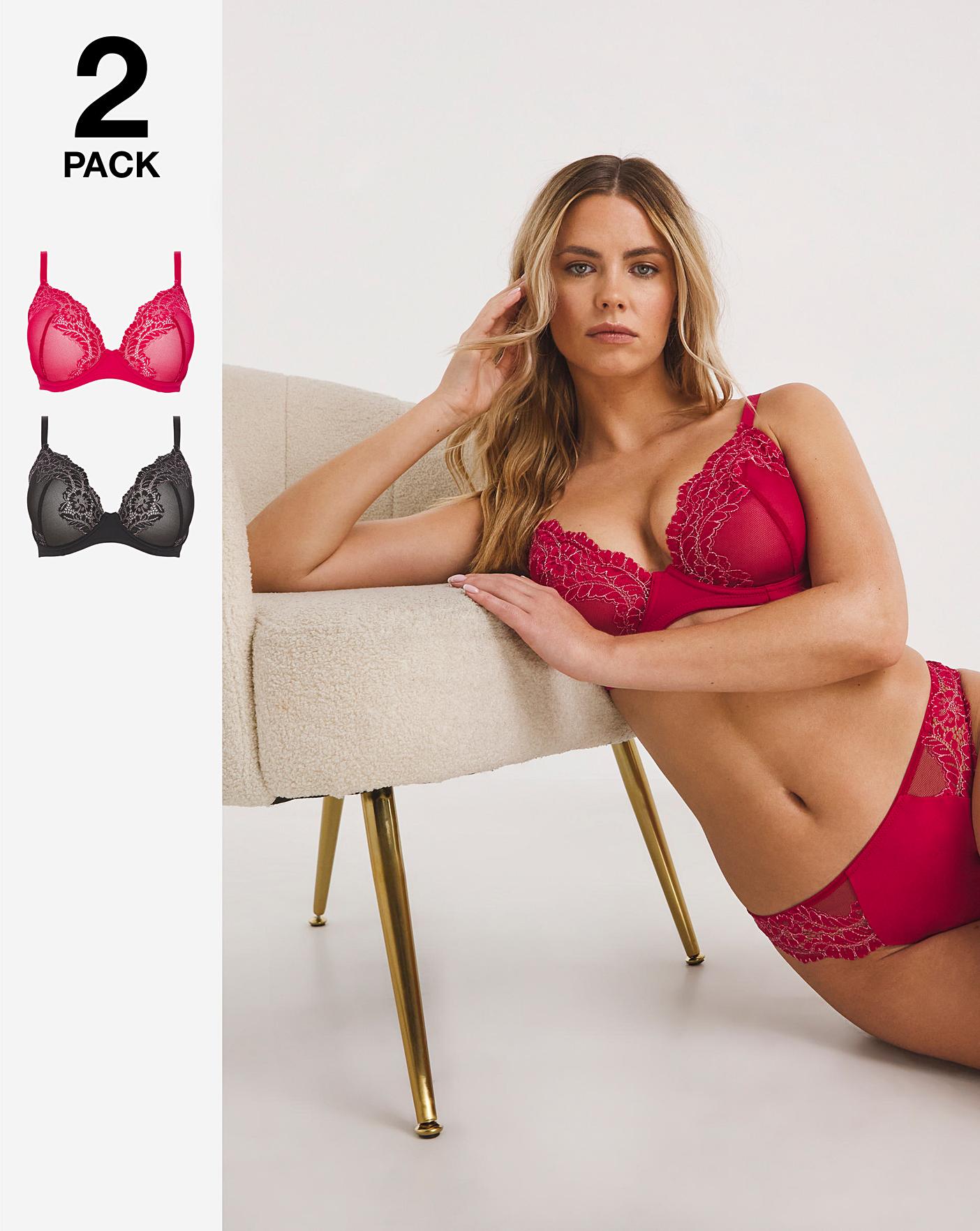  Everyday 2 Pack Lace Full Cup Bras| Black/Cherry