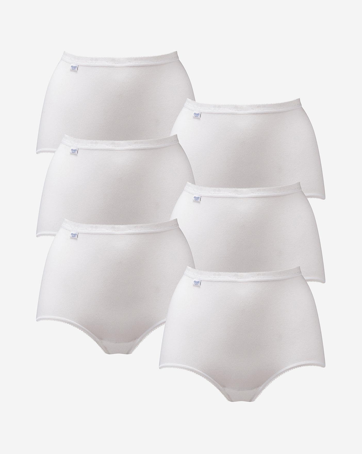  Sloggi 6 Pack Basic Maxi Briefs, Black, Skintone Or White