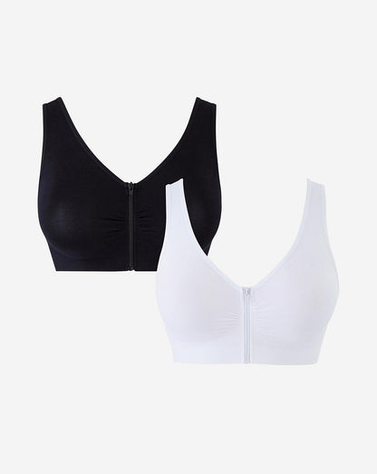  Naturally Close 2 Pack Zip Fastening Black/White Comfort Top A-D| Black/White