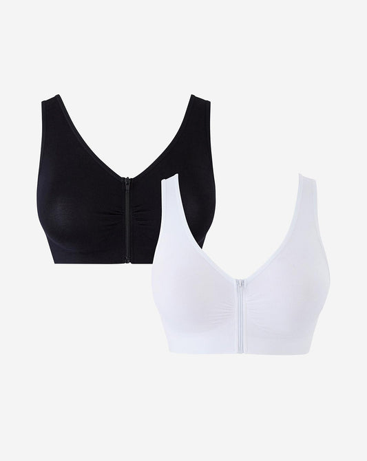  Naturally Close 2 Pack Zip Fastening Black/White Comfort Top A-D| Black/White