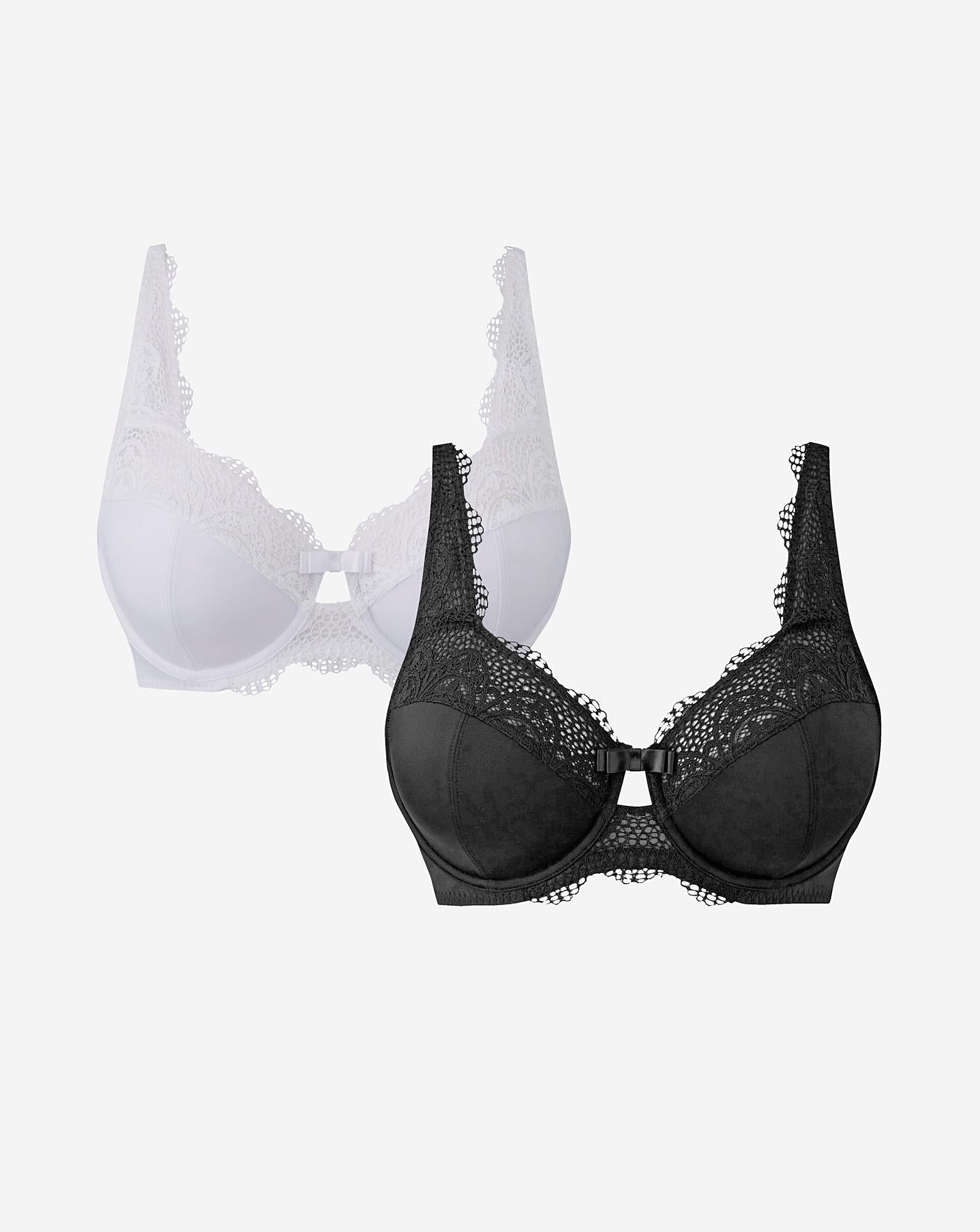  Pretty Secrets 2 Pack Lottie Lace Full Cup Black/White Bras| Black/White