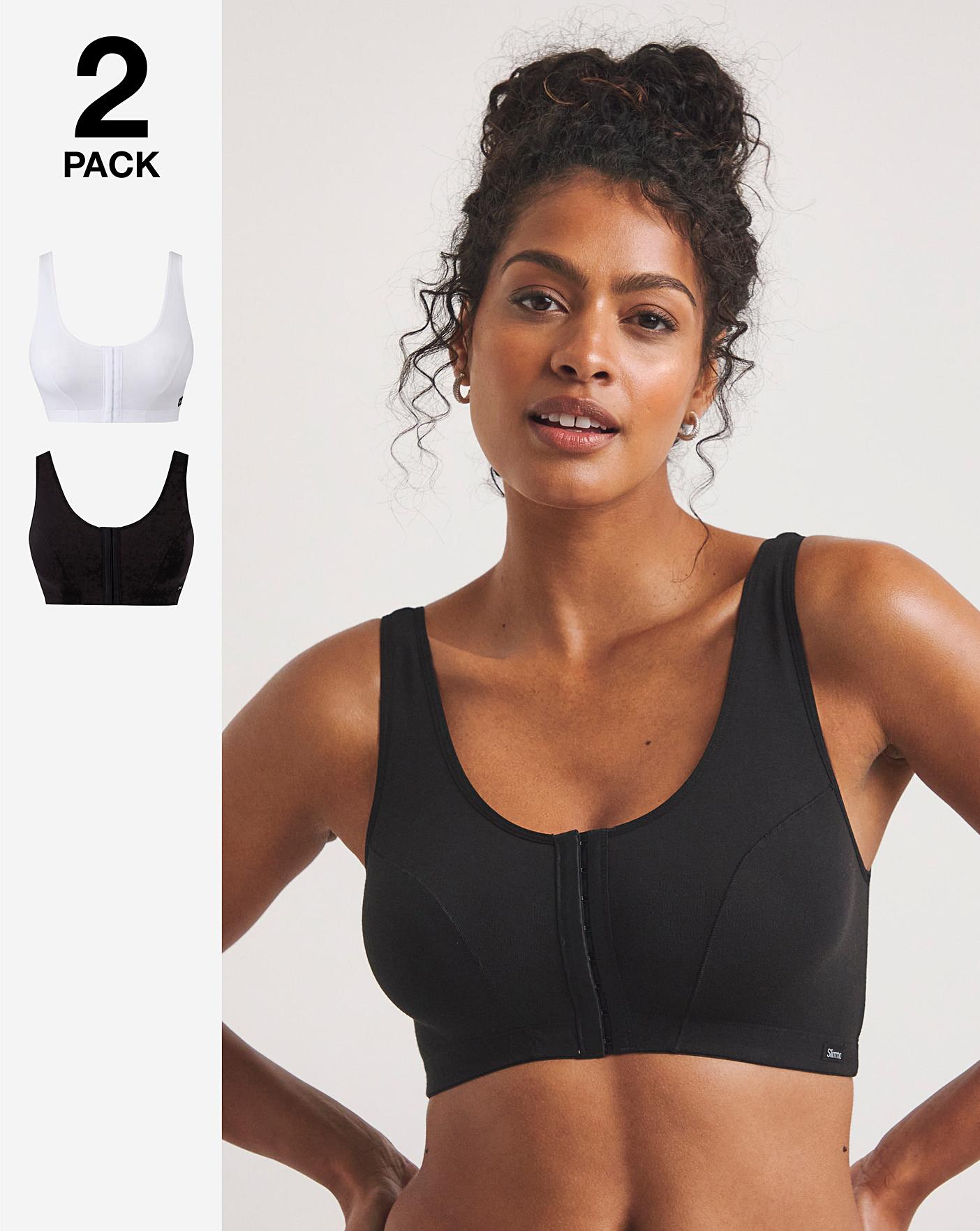  2 Pack Hook And Eye Cotton Rich Black/White Bras| White/Black