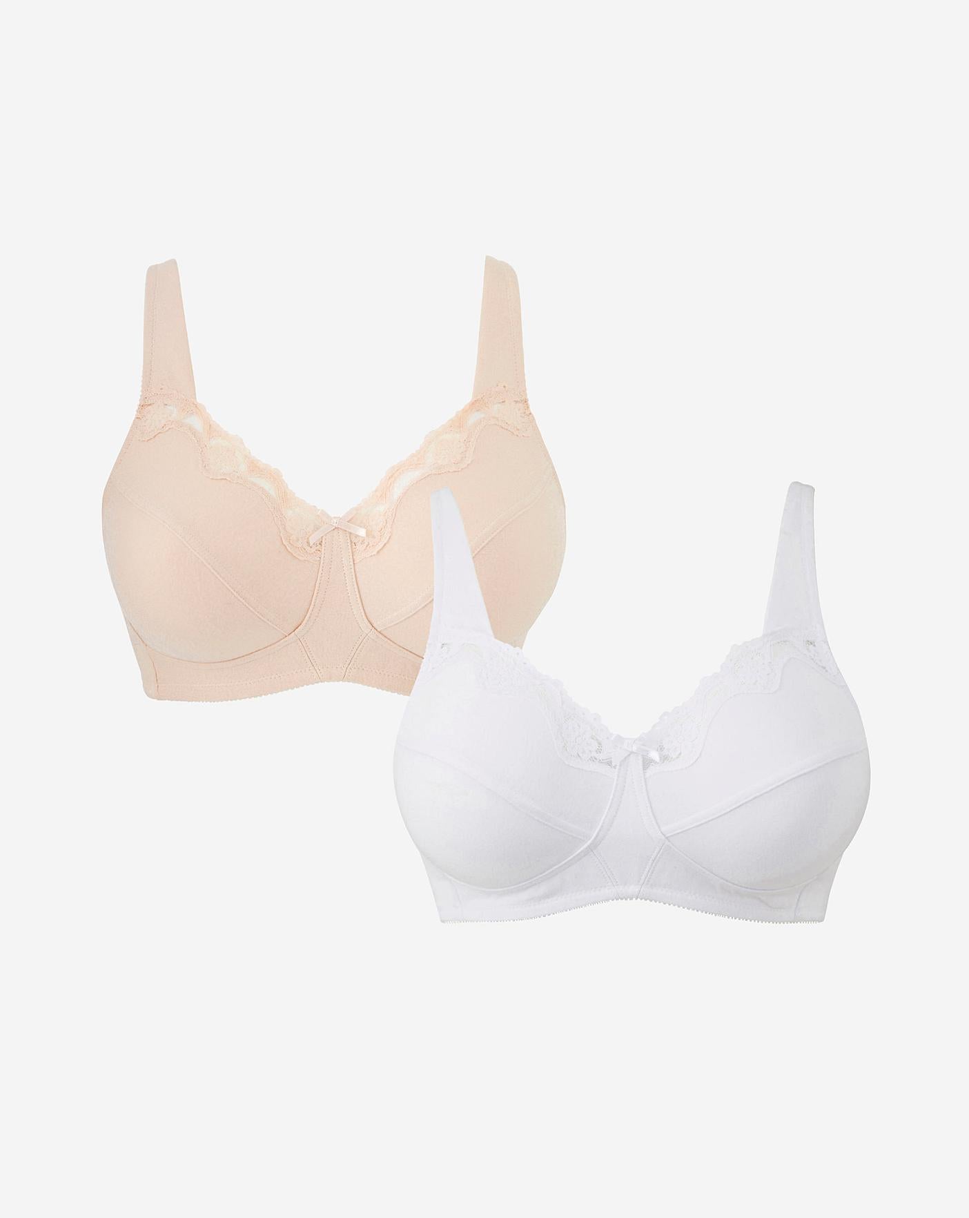  Naturally Close 2 Pack Sarah Non Wired Cotton Rich White/Blush Bras| Blush/White