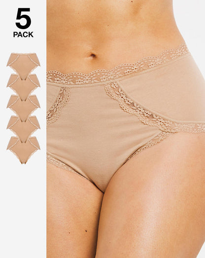 5 Pack Tulip Knickers| Almond