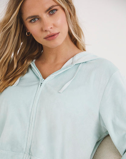  Pretty Secrets Hooded Zip Through Dressing Gown| Blue