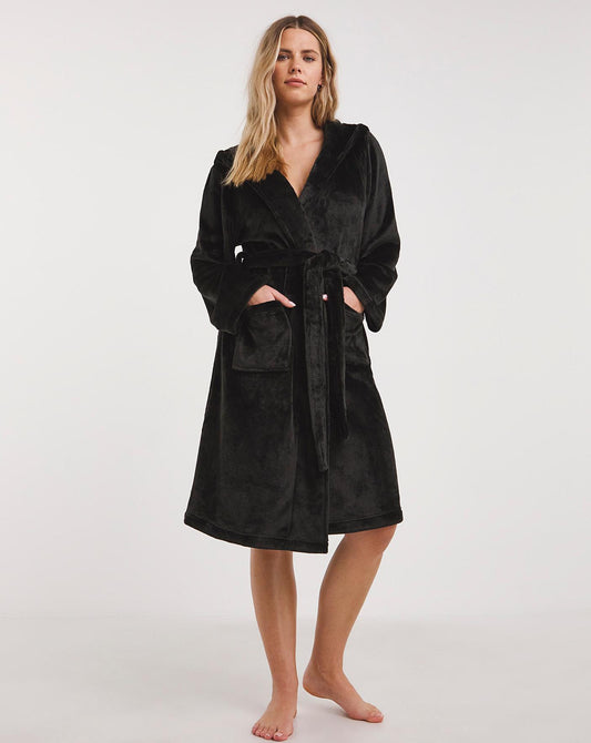  Pretty Secrets Supersoft Dressing Gown| Black