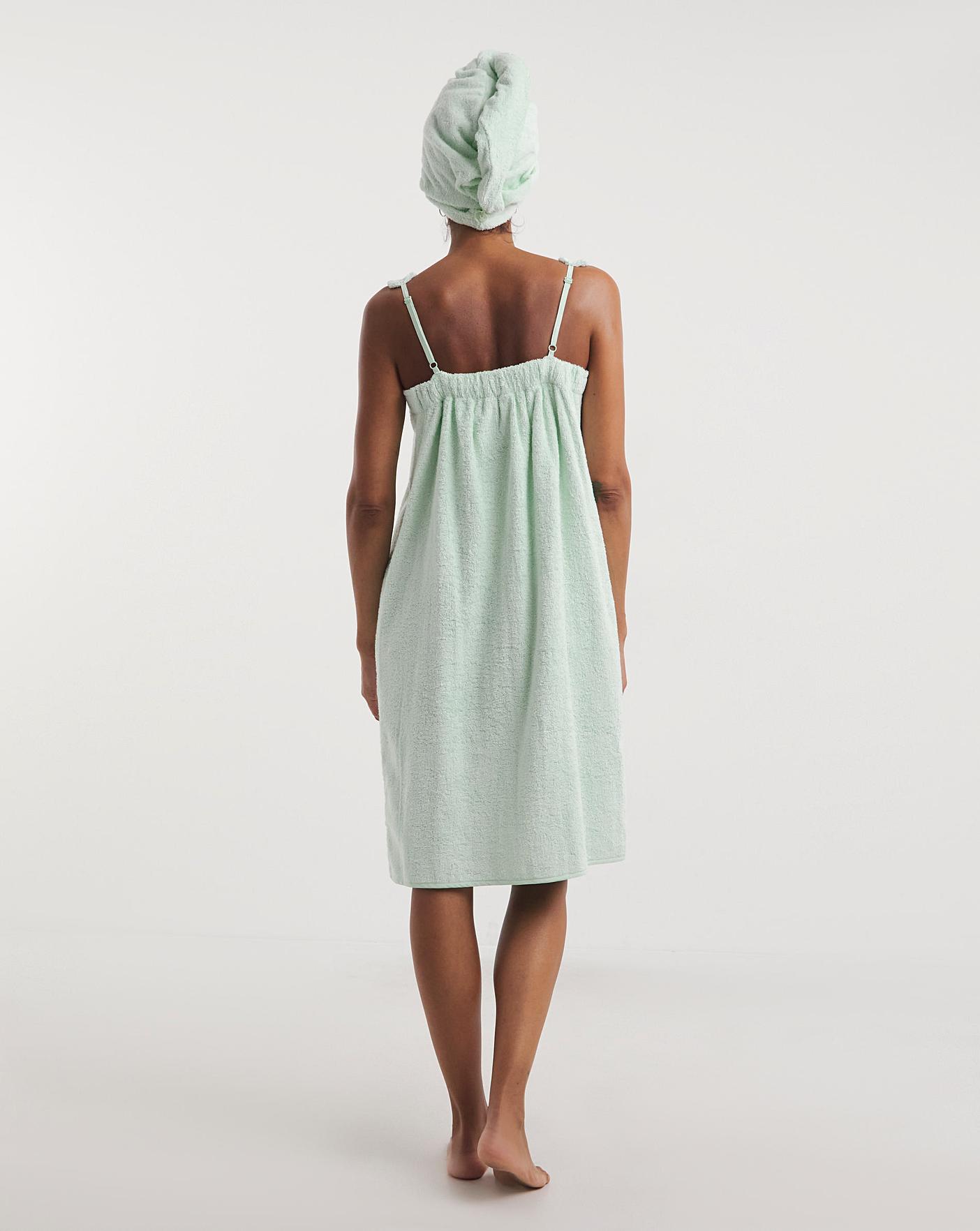  Pretty Secrets Value Cotton Shower Wrap And Turban| Pale Green