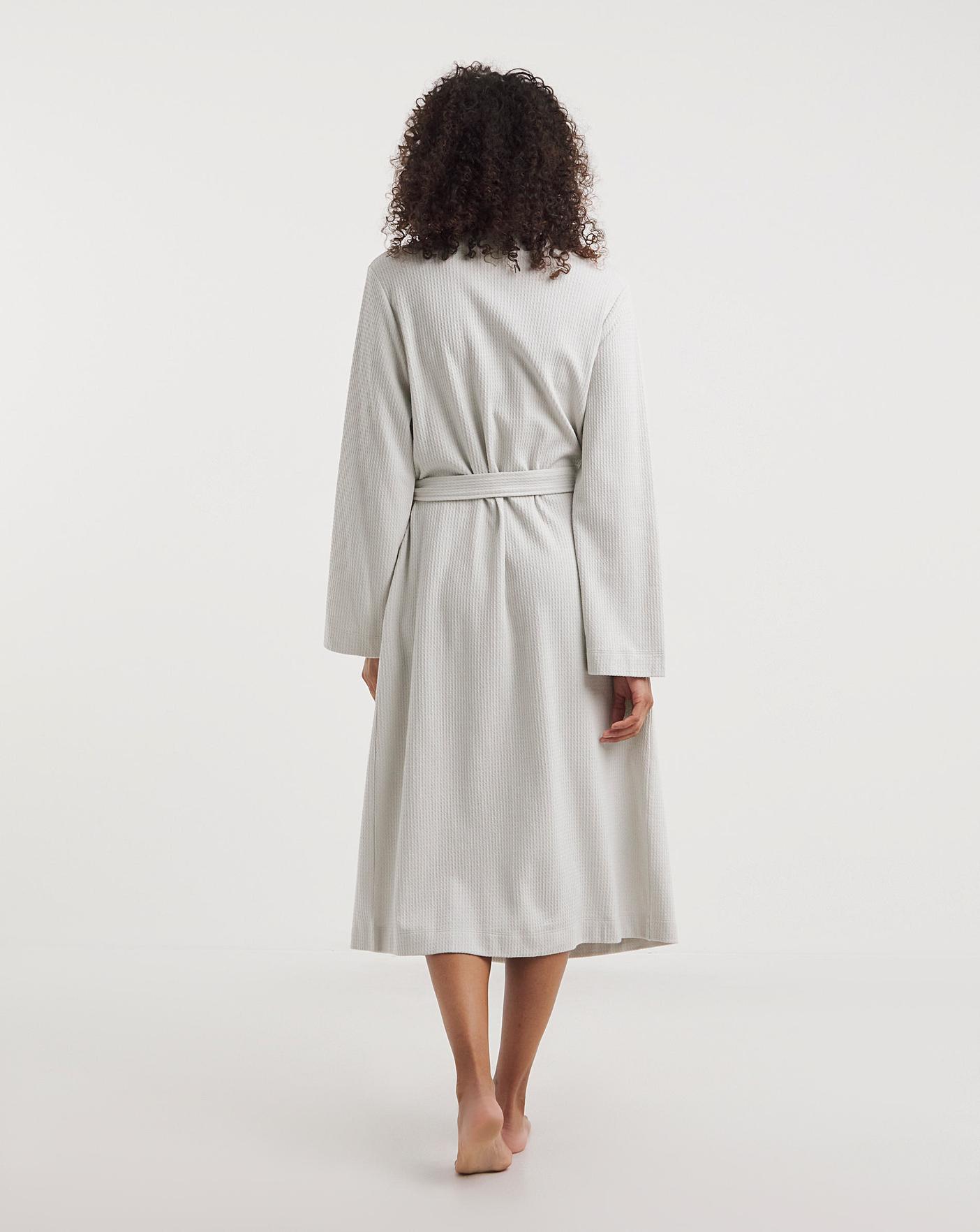  Pretty Secrets Cotton Waffle Dressing Gown| Light Grey