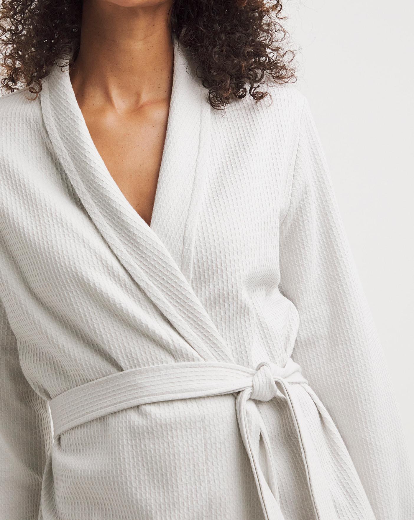  Pretty Secrets Cotton Waffle Dressing Gown| Light Grey