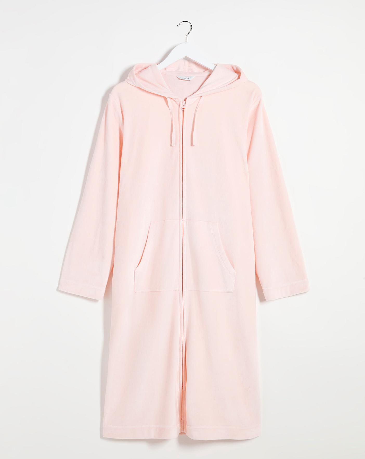  Pretty Secrets Hooded Zip Through Dressing Gown| Peach