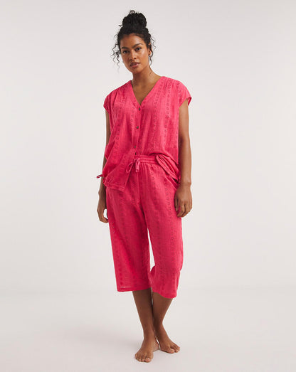  JD Williams Cotton Cheese Cloth Culotte Pyjama Set| Pink