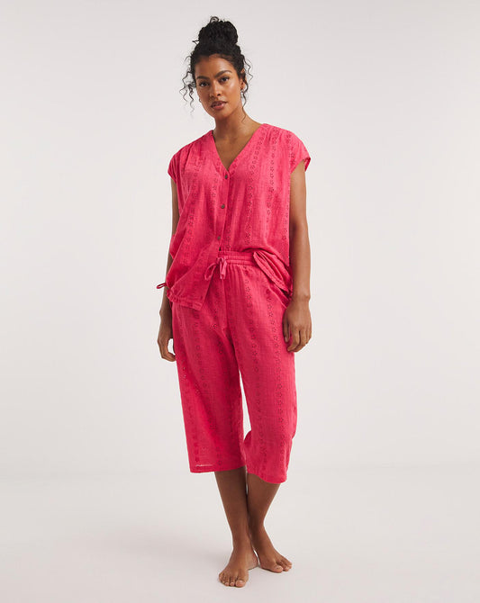  JD Williams Cotton Cheese Cloth Culotte Pyjama Set| Pink