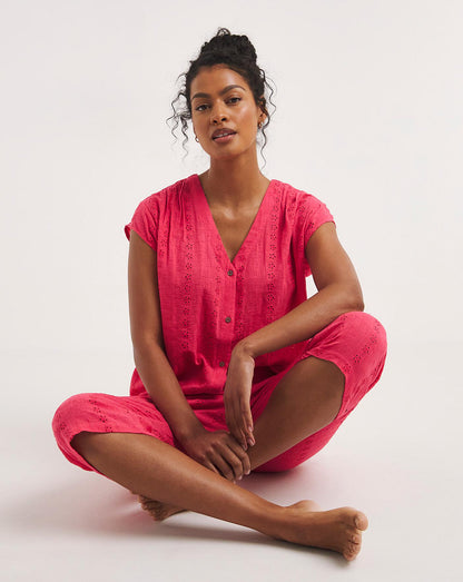  JD Williams Cotton Cheese Cloth Culotte Pyjama Set| Pink