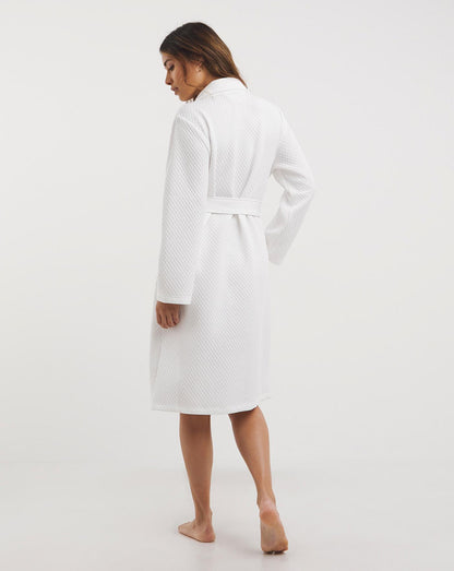  Waffle Dressing Gown| White