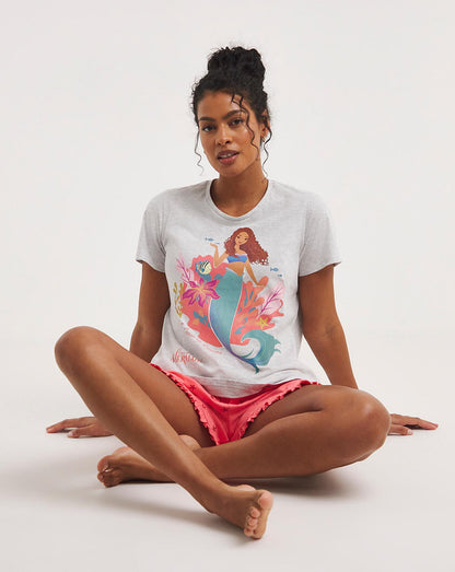 Disney Little Mermaid Pyjama Shortie Set| Grey