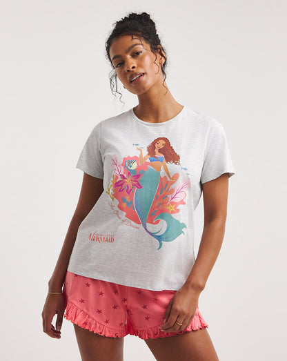 Disney Little Mermaid Pyjama Shortie Set| Grey