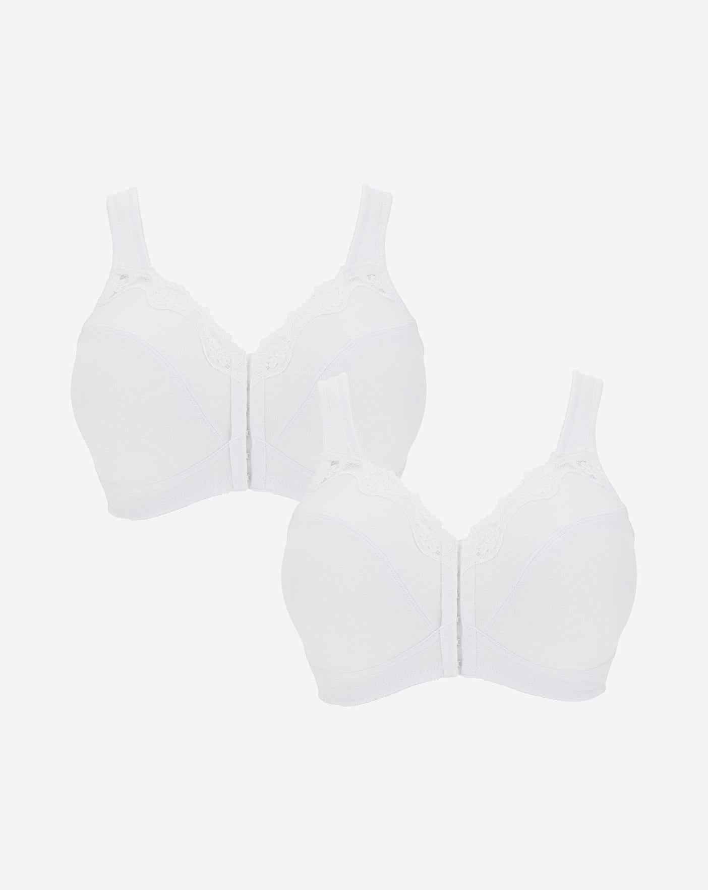  Pretty Secrets Sarah 2 Pack White/White Front Fastening Bras| White/White