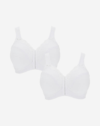  Pretty Secrets Sarah 2 Pack White/White Front Fastening Bras| White/White