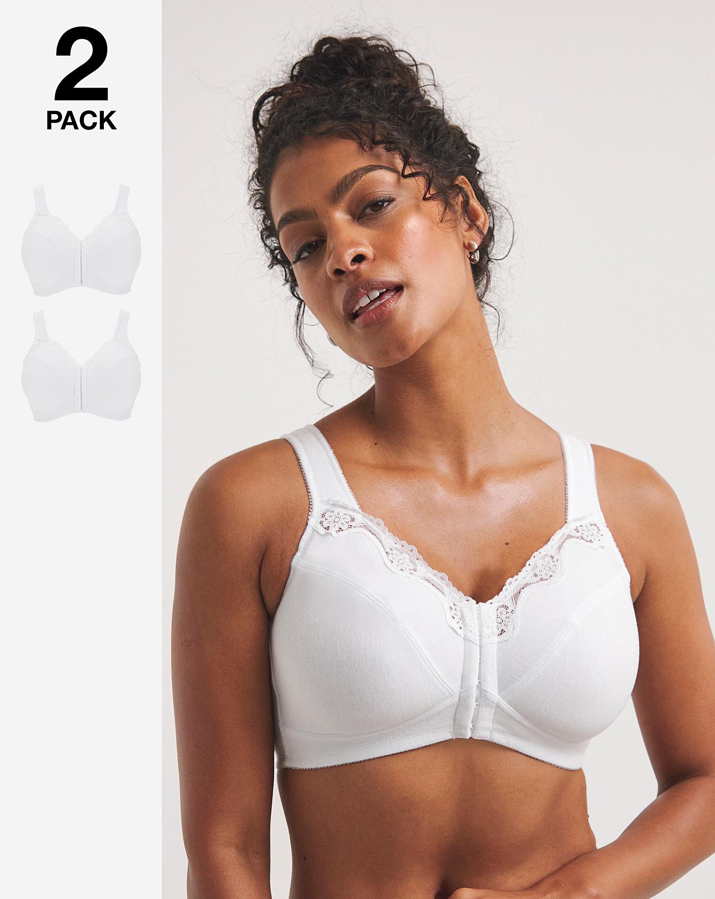  Pretty Secrets Sarah 2 Pack White/White Front Fastening Bras| White/White