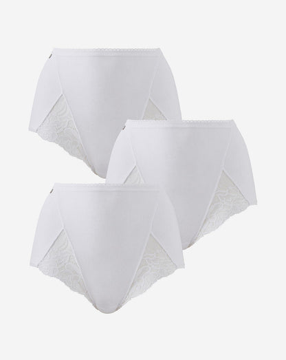  Playtex Cotton & Lace 3 Pack Maxi Briefs| White