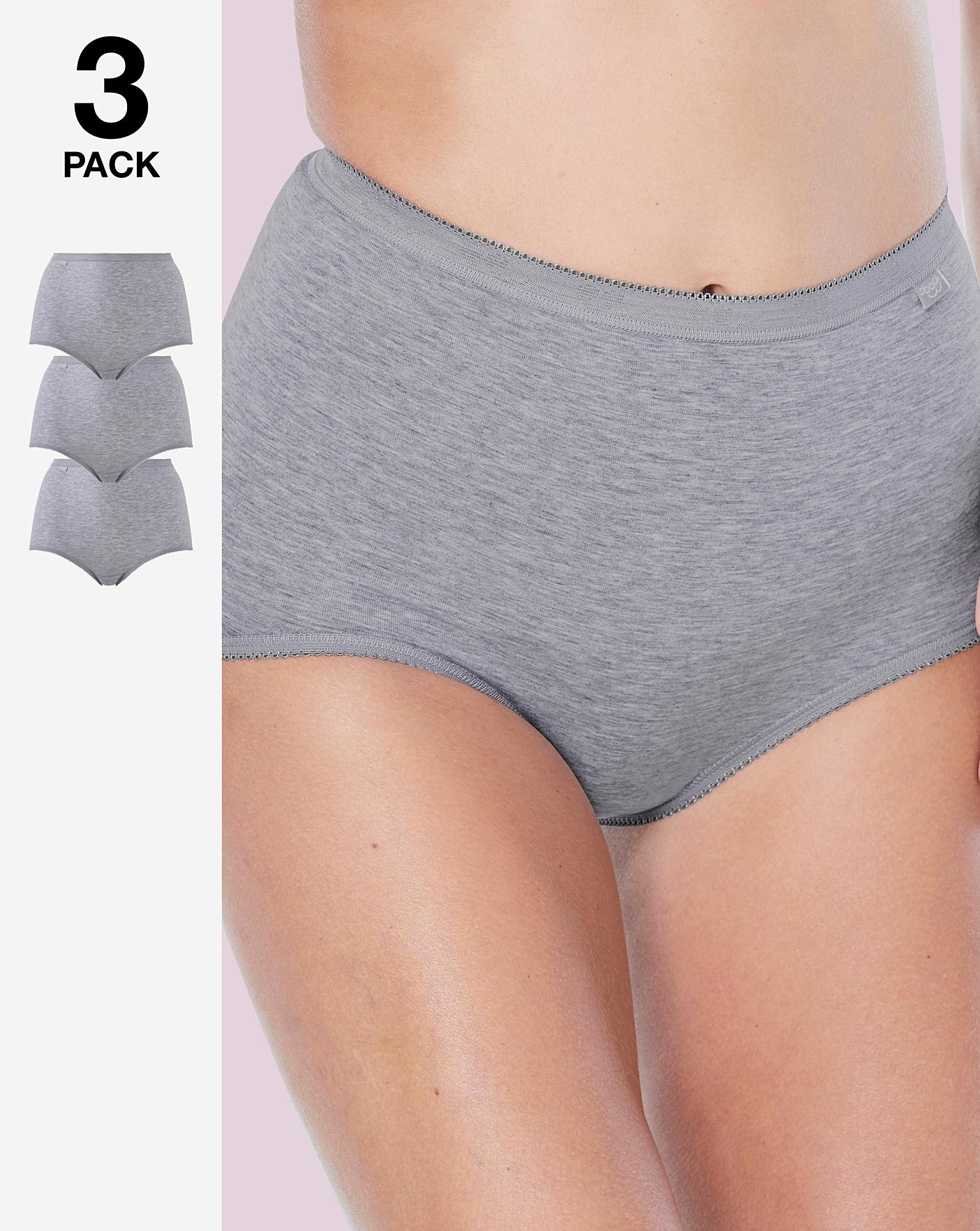  Sloggi 3 Pack Basic Maxi Briefs, Grey Mix| Grey Mixed