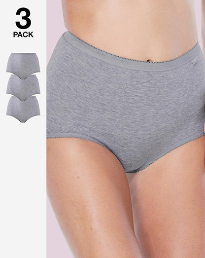  Sloggi 3 Pack Basic Maxi Briefs, Grey Mix| Grey Mixed