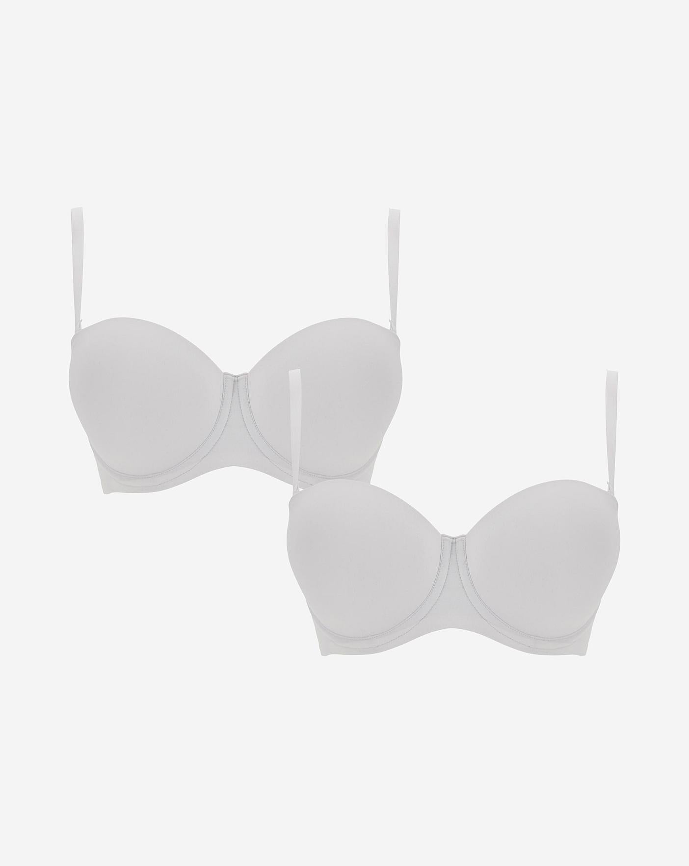  2 Pack Feather Touch Multiway Moulded Bras| White/White