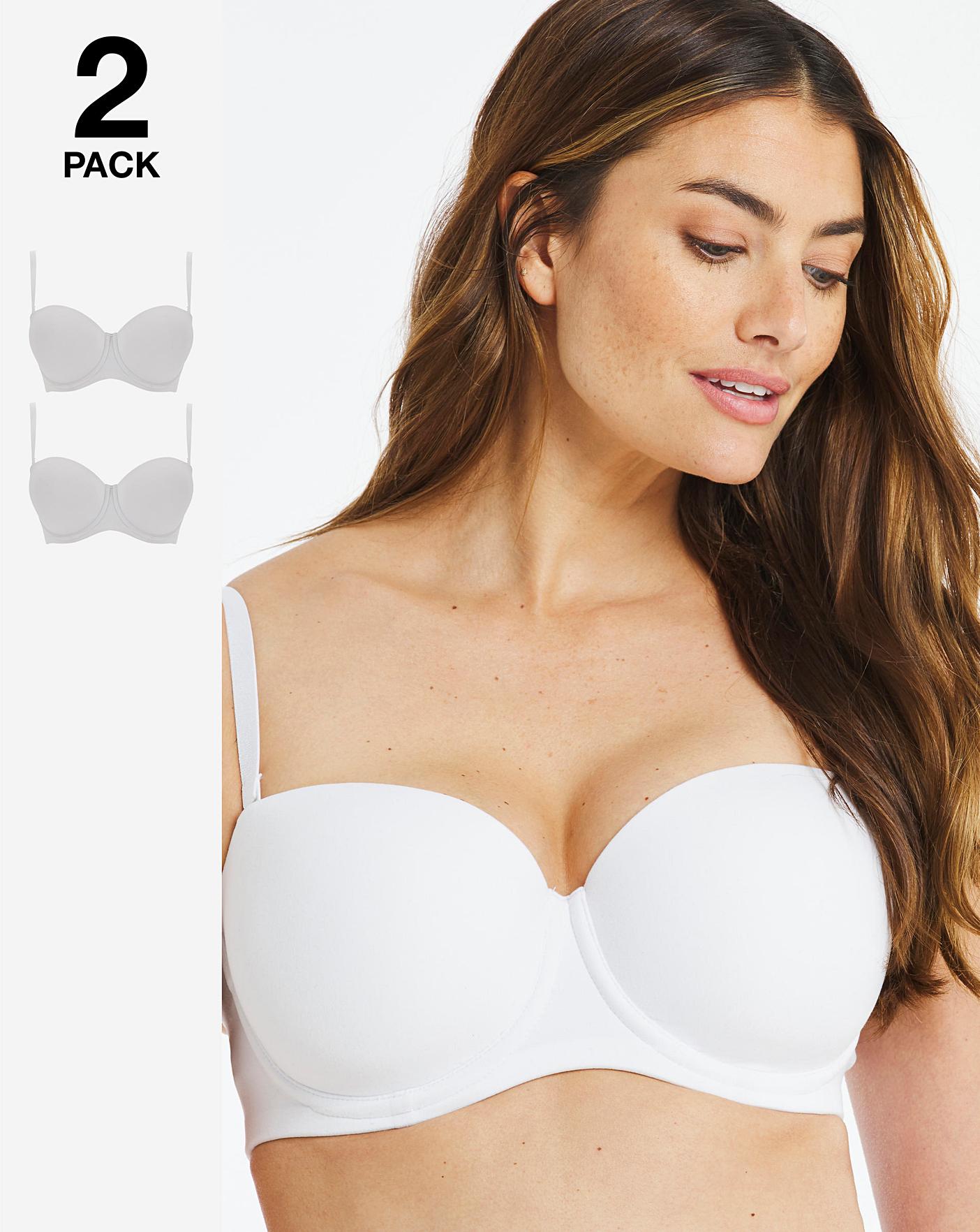  2 Pack Feather Touch Multiway Moulded Bras| White/White