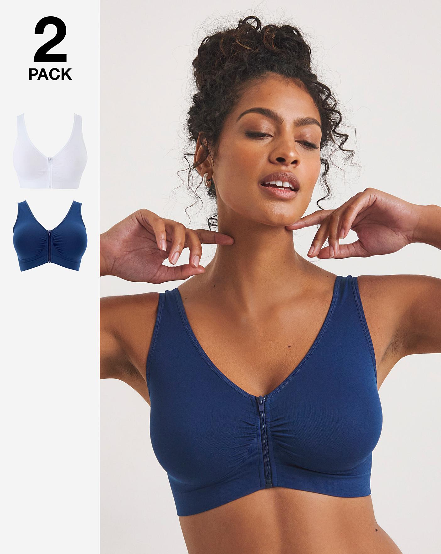  Pretty Secrets 2 Pack Navy/White Zip Front Comfort Tops A-D| Navy/White