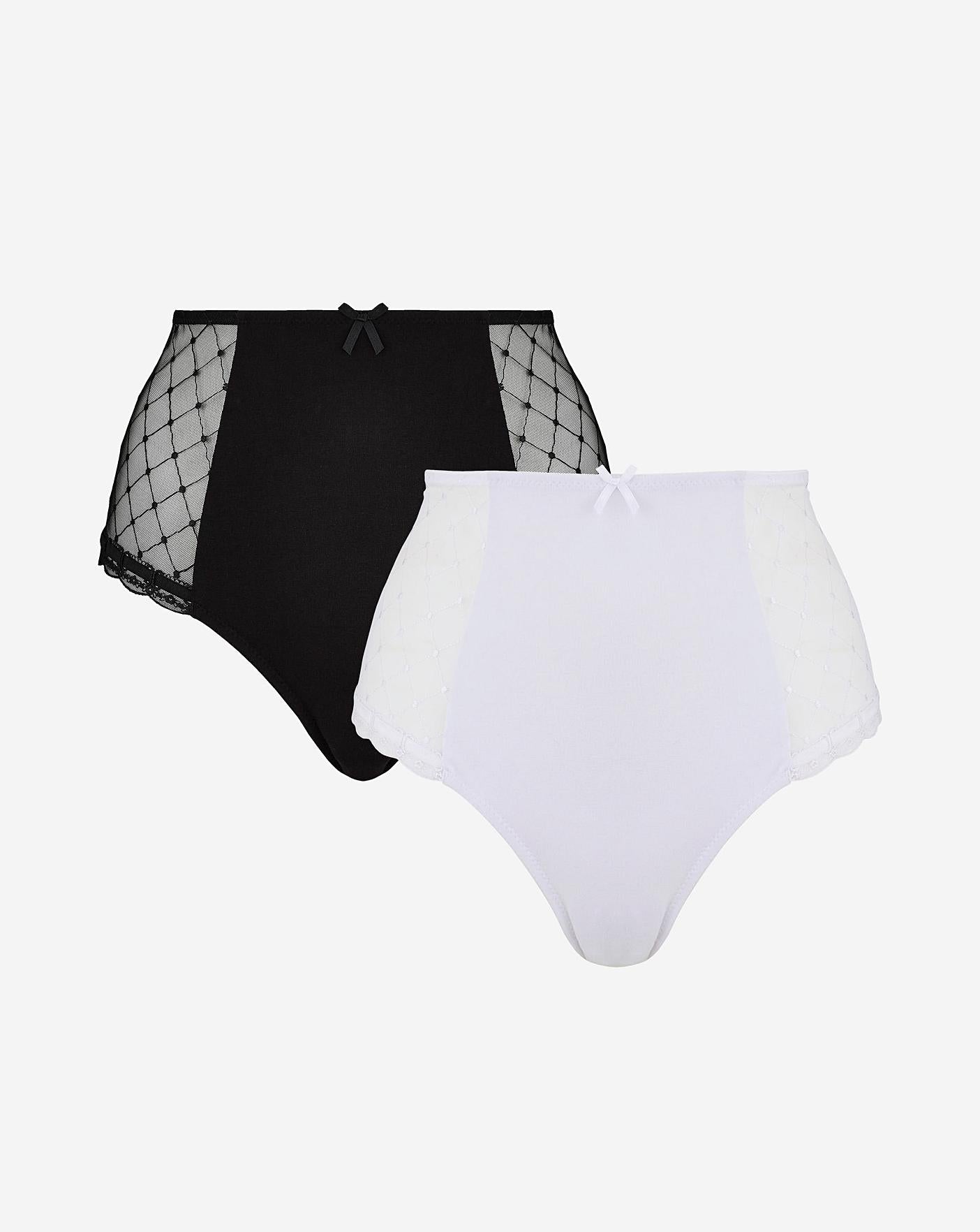  2 Pack Rachel Embroidery Deep Brief| Black/White