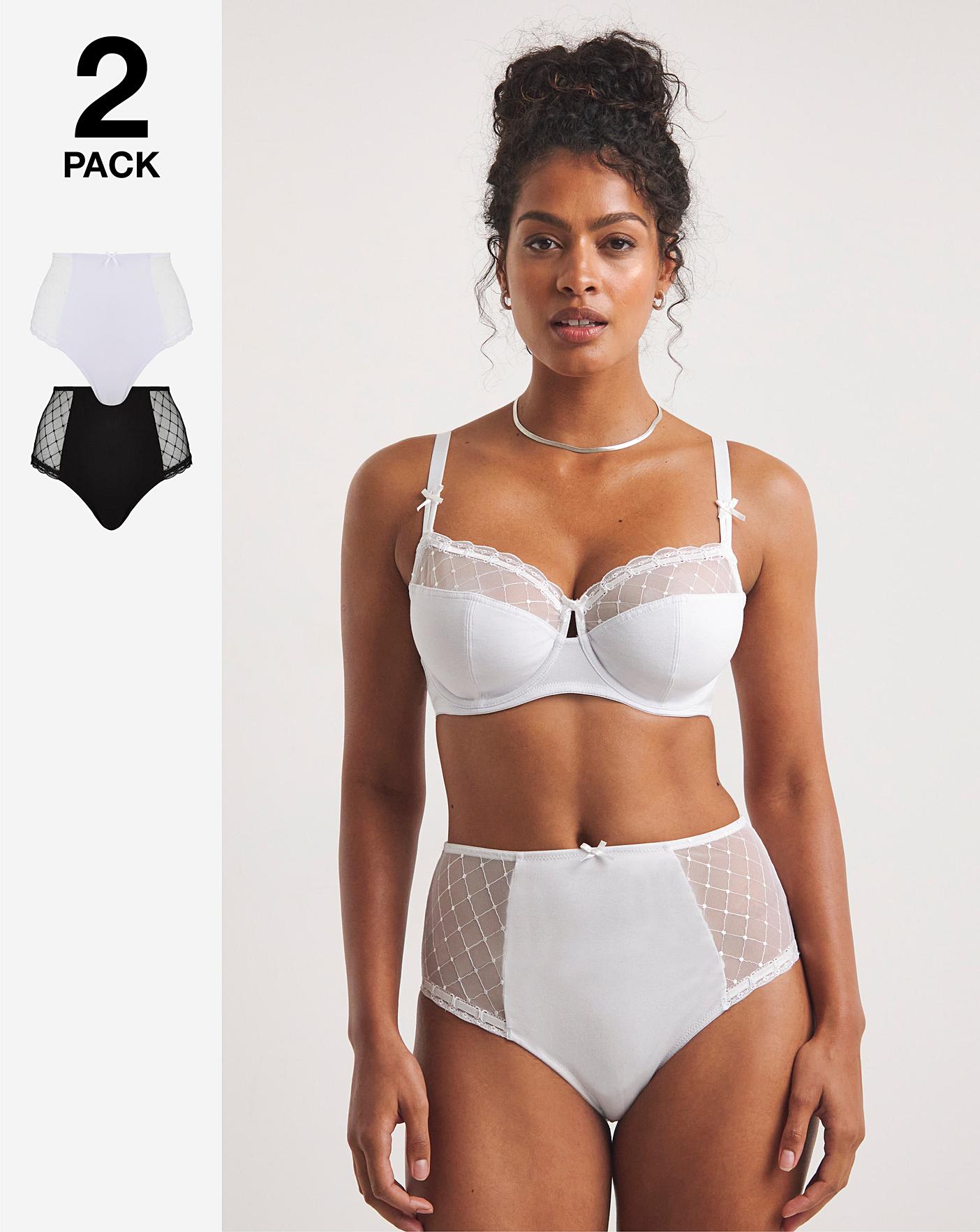  2 Pack Rachel Embroidery Deep Brief| Black/White