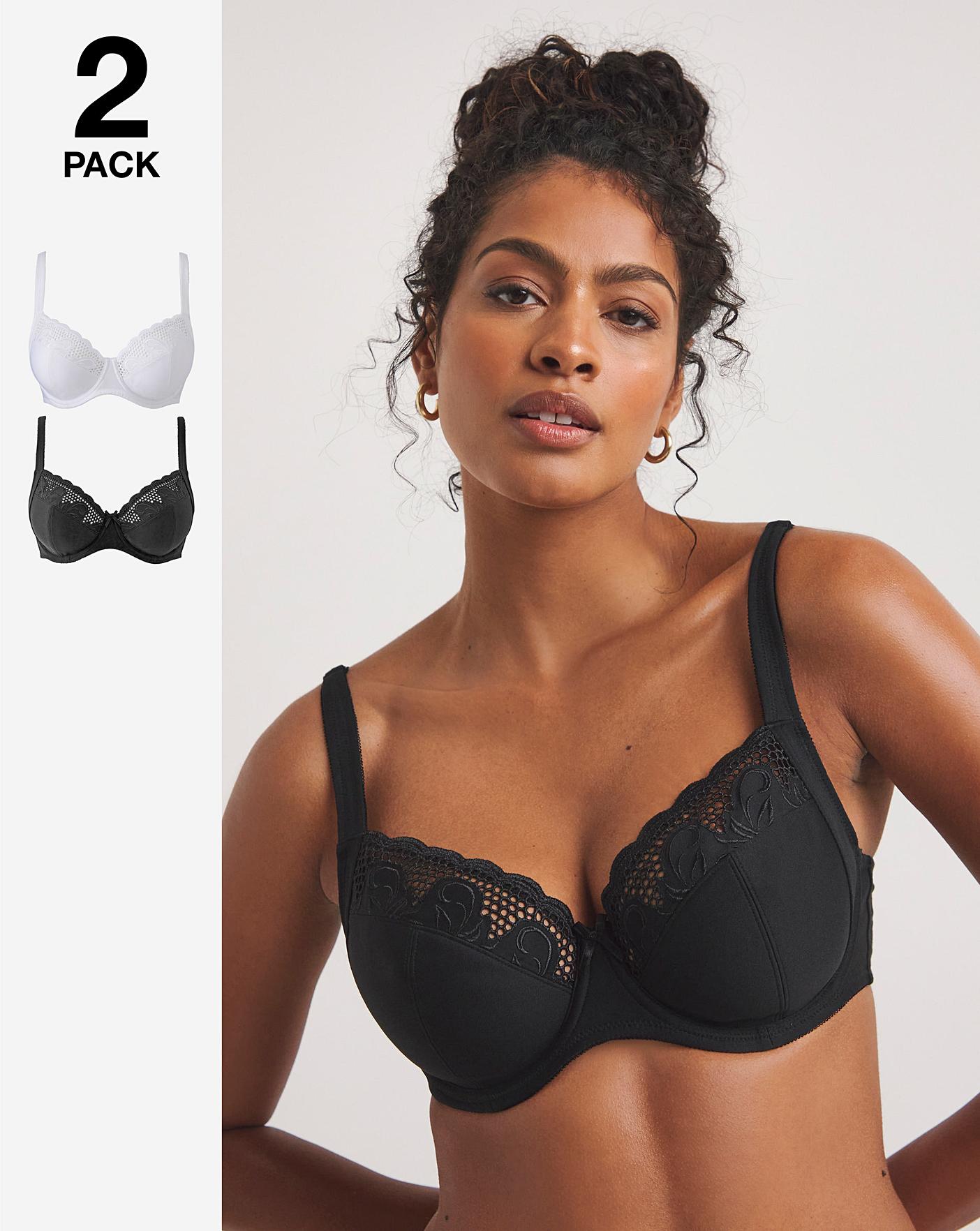  2 Pack Elana Black/White Full Cup Bras| Black/White