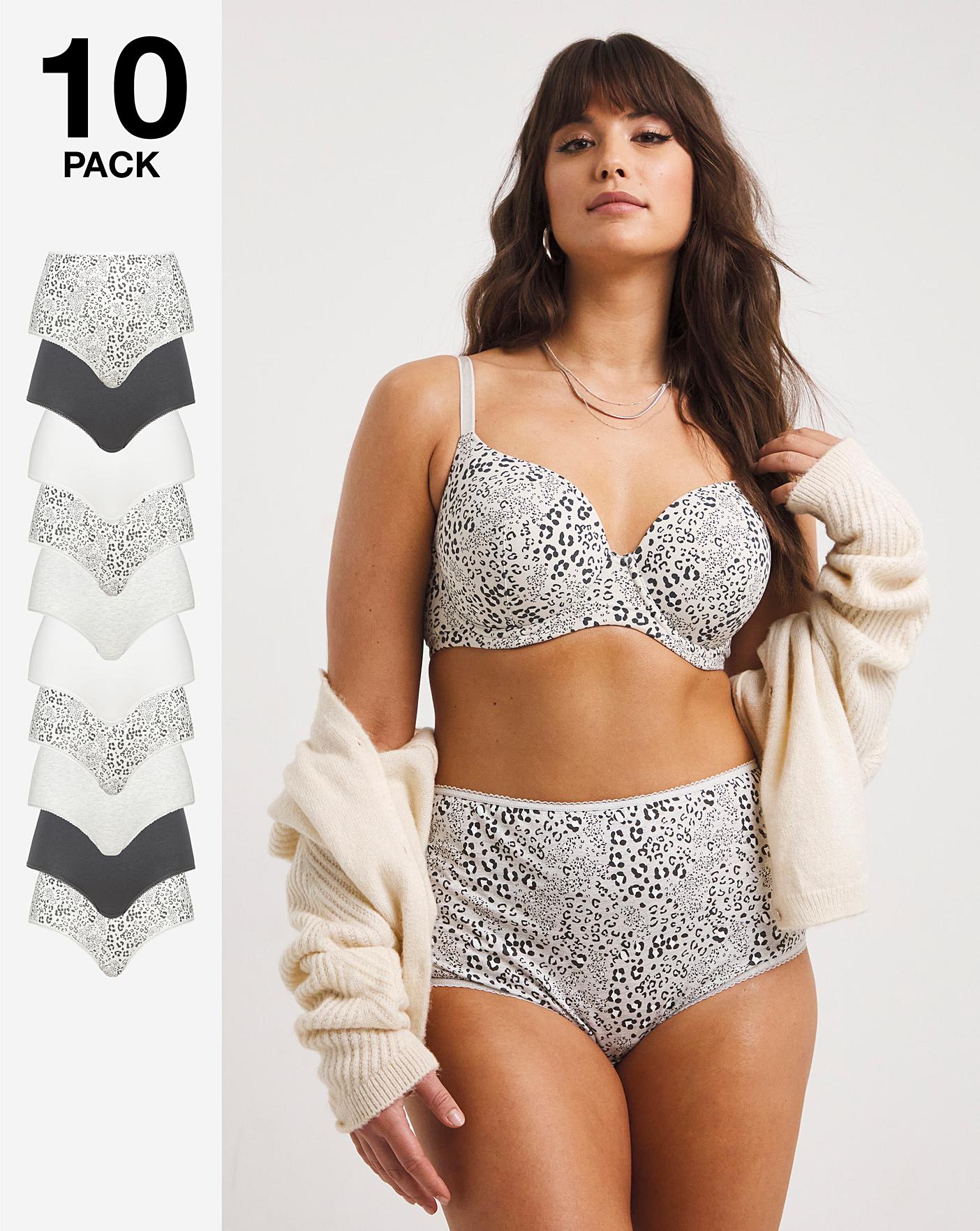  Pretty Secrets 10 Pack Cotton Full Briefs| Grey Animal