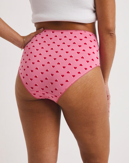  5 Pack Lace Top Full Fit Briefs| Red Hearts