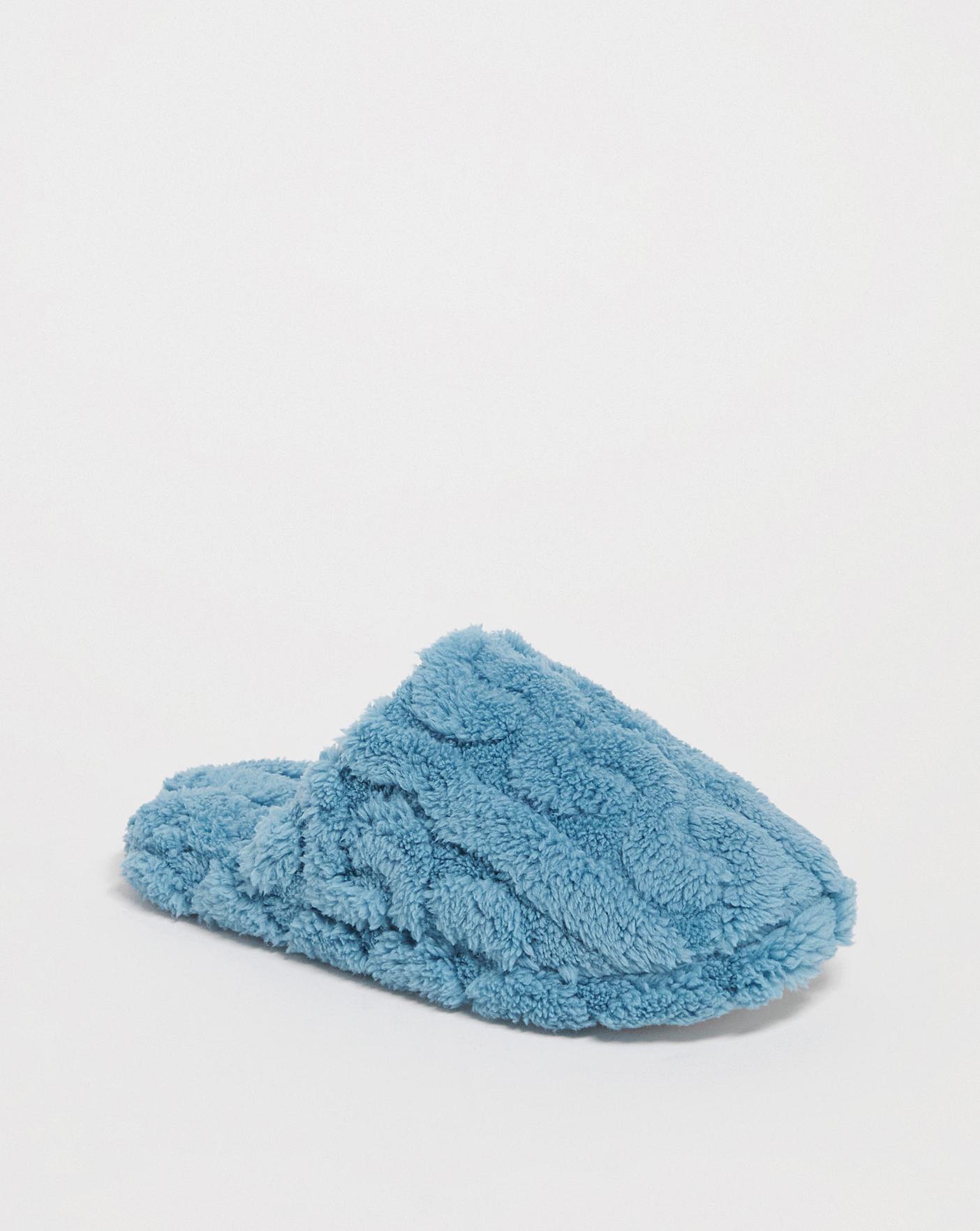  Fluffy Aran Mule Slipper E Fit