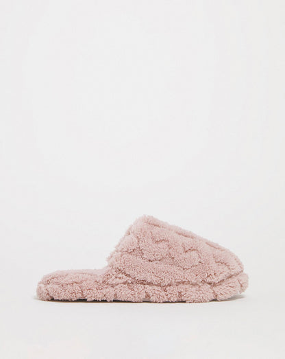  Fluffy Aran Mule Slipper E Fit
