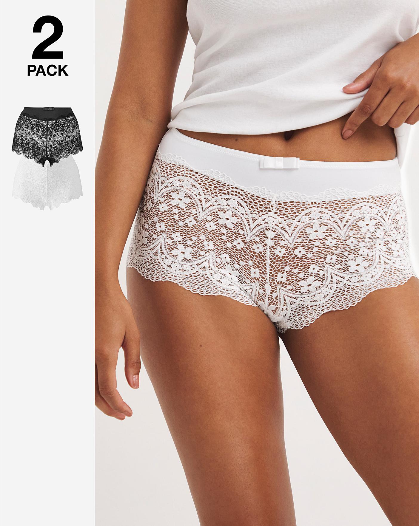  Pretty Secrets 2 Pack Lottie Lace Black/White Briefs| Black/White