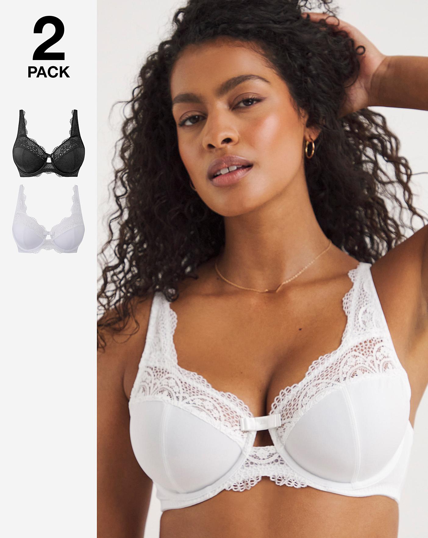  Pretty Secrets 2 Pack Lottie Lace Full Cup Black/White Bras| Black/White