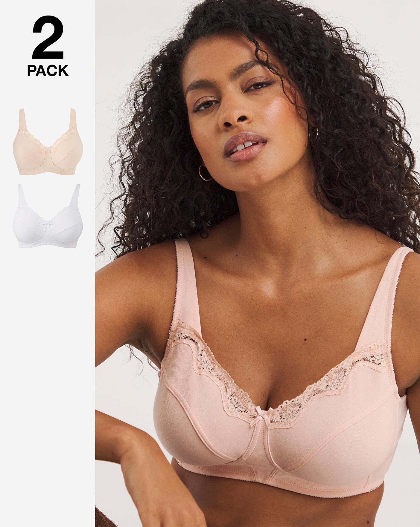  Naturally Close 2 Pack Sarah Non Wired Cotton Rich White/Blush Bras| Blush/White
