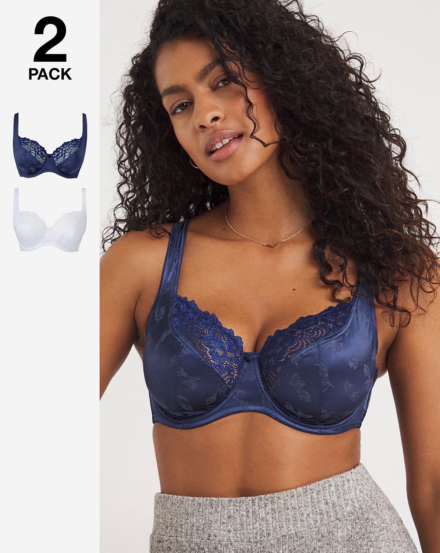  Pretty Secrets Laura 2 Pack Navy/White Full Cup Wired Bras| Navy/White