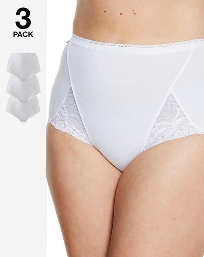  Playtex Cotton & Lace 3 Pack Maxi Briefs| White
